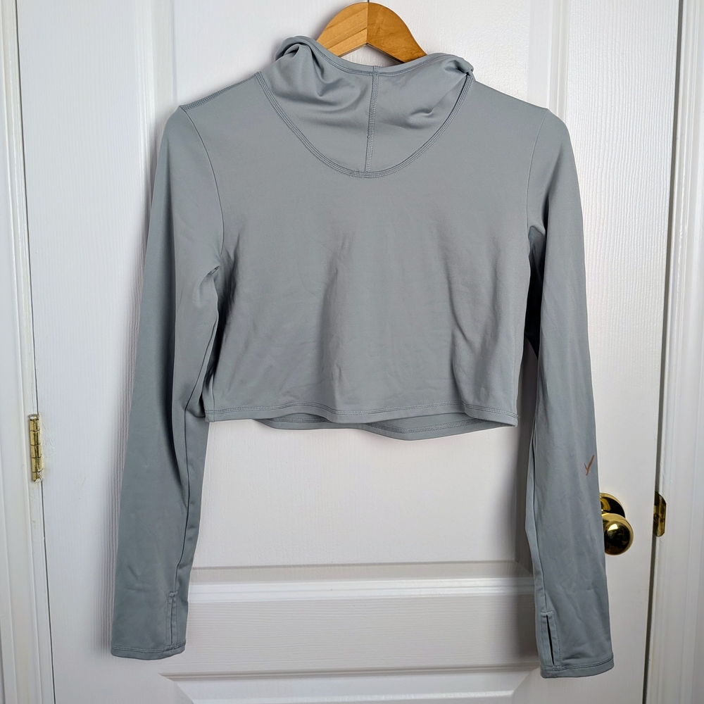 Indyeva Sendero Cropped Hooded Active Top Women’s Medium Gray Long Sleeve #211